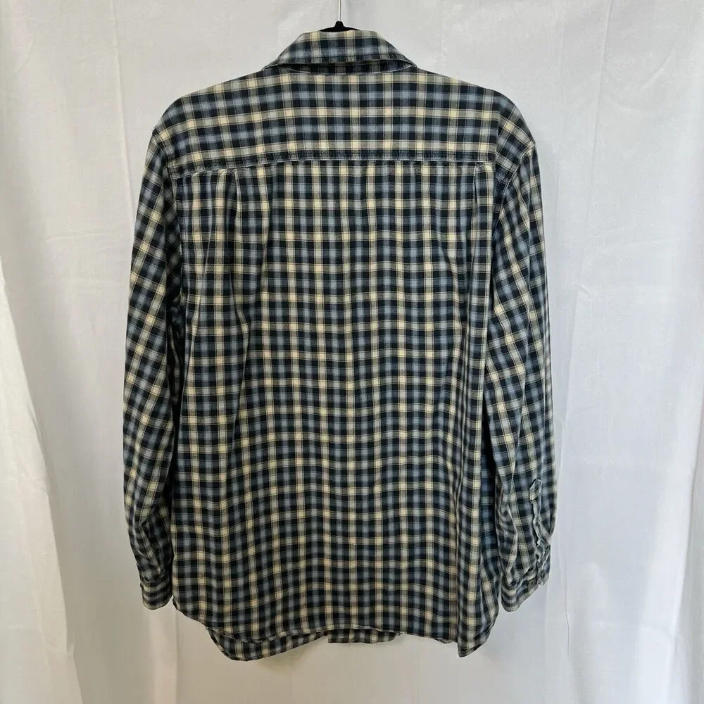 Carhartt Relaxed Fit L Heavy Cotton Long Sleeve Button Up Shirt Blue Plaid‎ Work